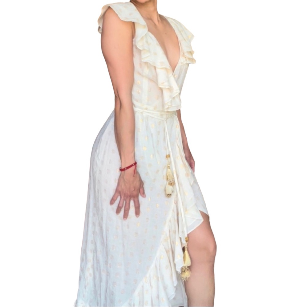 ISSUE gold beautiful and flowy wrap dress/coverup